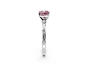 Solitaire Engagement Ring Setting for Fancy Pink Cushion Cut Center with Bezel Station Band and Prong Head in Platinum