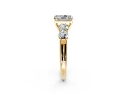 5 Stone Engagement Ring Setting for Radiant Cut Center with Graduated Accents and Prong Head in Yellow Gold