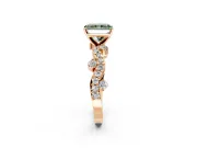 Solitaire Engagement Ring Setting for Fancy Green Radiant Cut Center with Bar-Station Pave Twist and Prong Head in Rose Gold