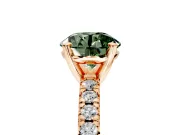 Solitaire Engagement Ring Setting for Fancy Green Round Cut Center with Large Accents and Prong Head in Rose Gold