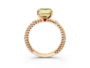 Rope Engagement Ring Setting for Fancy Yellow Asscher Cut Center with Accent Shoulders and Prong Head in Rose Gold