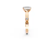 Solitaire Engagement Ring Setting for Radiant Cut Center with Carved Leaf Shoulders and Prong Head in Rose Gold