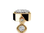 Vintage Station Engagement Ring Setting for Radiant Cut Center with Accents and Prong Head in Yellow Gold