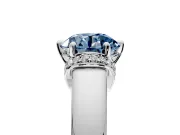 Solitaire Engagement Ring Setting for Fancy Blue Round Cut Center with Wide Band, Pave Collar and Prong Head in Platinum