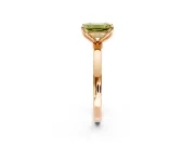 Solitaire Engagement Ring Setting for Fancy Yellow Emerald Cut Center with Thin Rounded Plain Band and Prong Head in Rose Gold