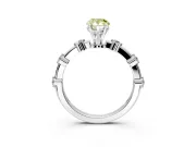 Solitaire Engagement Ring Setting for Fancy Yellow Pear-Shaped Center with Bezel Station Band and Prong Head in Platinum