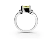 Solitaire Engagement Ring Setting for Fancy Yellow Asscher Cut Center with Twisted Band and Scroll Prong Head in Platinum
