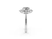 Small-Accent Cluster Halo Engagement Ring Setting for Round Cut Center with Plain Band and Prong Head in Platinum