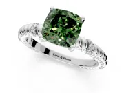 Rope Engagement Ring Setting for Fancy Green Cushion Cut Center with Accent Shoulders and Prong Head in Platinum