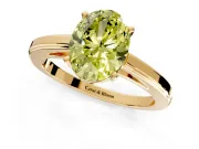 Solitaire Engagement Ring Setting for Fancy Yellow Oval Center with Flat-Sided Plain Band and Prong Head in Yellow Gold