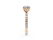 Solitaire Engagement Ring Setting for Cushion Cut Center with Micro Pave Band and Prong Head in Rose Gold