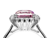 Starburst Halo Engagement Ring Setting for Fancy Pink Asscher Cut Center with Thin Round-Wire Band and Prong Head in Platinum