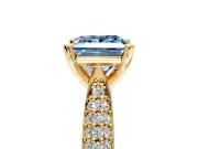 Solitaire Engagement Ring Setting for Fancy Blue Princess Cut Center with Multi-Row Accents and Prong Head in Yellow Gold