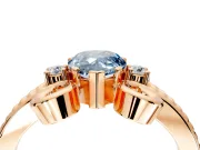 Solitaire Engagement Ring Setting for Fancy Blue Pear-Shaped Center with Twisted Band and Scroll Prong Head in Rose Gold