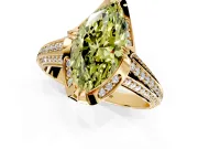 Solitaire Engagement Ring Setting for Fancy Yellow Marquise Center with Accented Split Shank and Prong Head in Yellow Gold