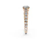 Solitaire Engagement Ring Setting for Cushion Cut Center with Pave Cathedral Shoulders and Prong Head in Rose Gold