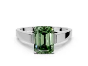 Solitaire Engagement Ring Setting for Fancy Green Emerald Cut Center with Tapered Split Shoulders and Prong Head in Platinum