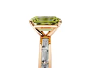 Solitaire Engagement Ring Setting for Fancy Yellow Emerald Cut Center with Channel Baguette Band and Prong Head in Rose Gold
