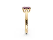 Solitaire Engagement Ring Setting for Fancy Pink Emerald Cut Center with Open Cathedral Shoulders and Prong Head in Yellow Gold