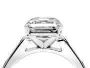 Solitaire Engagement Ring Setting for Asscher Cut Center with Channel Accents and Prong Head in Platinum