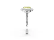 Milgrain Floral Halo Engagement Ring Setting for Fancy Yellow Radiant Cut Center with Pave Band and Prong Head in Sterling Silver