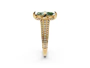 Solitaire Engagement Ring Setting for Fancy Green Marquise Center with Accented Split Shank and Prong Head in Yellow Gold