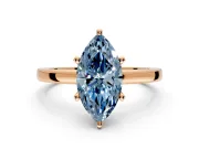 Solitaire Engagement Ring Setting for Fancy Blue Marquise Center with Basket Rail and Prong Head in Rose Gold