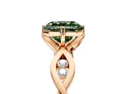Solitaire Engagement Ring Setting for Fancy Green Asscher Cut Center with Accented Twist Band and Leaf Prong Head in Rose Gold