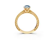 Solitaire Engagement Ring Setting for Fancy Blue Marquise Center with Engraved Milgrain Band and Prong Head in Yellow Gold