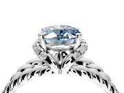 Halo Engagement Ring Setting for Fancy Blue Oval Center with Rope Twist Split Shank and Prong Head in Platinum