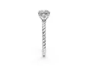 Solitaire Engagement Ring Setting for Cushion Cut Center with Plain Twisted Rope Band and Prong Head in White Gold