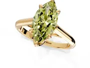 Solitaire Engagement Ring Setting for Fancy Yellow Marquise Center with Cathedral Band and Prong Head in Yellow Gold