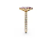Solitaire Engagement Ring Setting for Fancy Pink Marquise Center with Shared-Prong Accents and Prong Head in Yellow Gold
