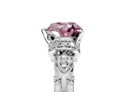 Solitaire Engagement Ring Setting for Fancy Pink Heart-Shaped Center with Filigree Band and Prong Head in Sterling Silver