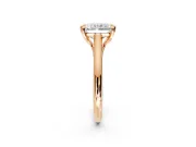 Solitaire Engagement Ring Setting for Radiant Cut Center with Cathedral Band and Prong Head in Rose Gold