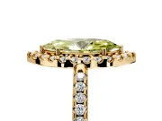 Pave Halo Engagement Ring Setting for Fancy Yellow Marquise Center with Single Row Pave Band and Prong Head in Yellow Gold