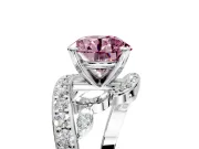 Solitaire Engagement Ring Setting for Fancy Pink Round Cut Center with Pave Bypass Twist Band and Prong Head in Sterling Silver