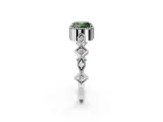 Milgrain Bezel Engagement Ring Setting for Fancy Green Cushion Cut Center with Marquise Stations and Bezel Head in Platinum