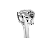 Solitaire Engagement Ring Setting for Heart-Shaped Center with Plain Bypass Twist Band and Prong Head in Sterling Silver