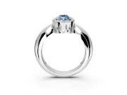 Halo Engagement Ring Setting for Fancy Blue Marquise Center with Tapered Plain Band and Prong Head in Platinum