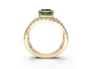 Solitaire Engagement Ring Setting for Fancy Green Princess Cut Center with Wide-Open Split Shank and Prong Head in Yellow Gold