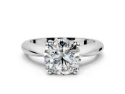 Solitaire Engagement Ring Setting for Round Cut Center with Reverse Tapered Band and Prong Head in White Gold