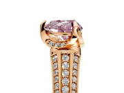 Solitaire Engagement Ring Setting for Fancy Pink Heart-Shaped Center with Accented Split Shank and Prong Head in Rose Gold