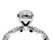 Solitaire Engagement Ring Setting for Emerald Cut Center with Marquise Panel Band and Prong Head in Sterling Silver
