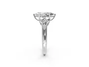 Cluster Engagement Ring Setting for Marquise Center with Round Cut Accent Frame and Prong Head in Sterling Silver