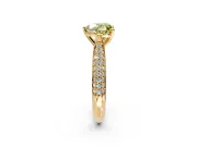 Solitaire Engagement Ring Setting for Fancy Yellow Heart-Shaped Center with Multi-Row Accents and Prong Head in Yellow Gold