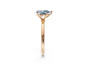 Solitaire Engagement Ring Setting for Fancy Blue Pear-Shaped Center with Straight Thin Band and Prong Head in Rose Gold