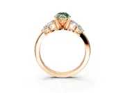 Leaf Cluster Engagement Ring Setting for Fancy Green Marquise Center with Marquise Accents and Prong Head in Rose Gold