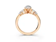 Leaf Cluster Engagement Ring Setting for Marquise Center with Marquise Accents and Prong Head in Rose Gold