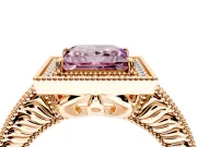 Milgrain Halo Engagement Ring Setting for Fancy Pink Princess Cut Center with Pave Band and Prong Head in Rose Gold